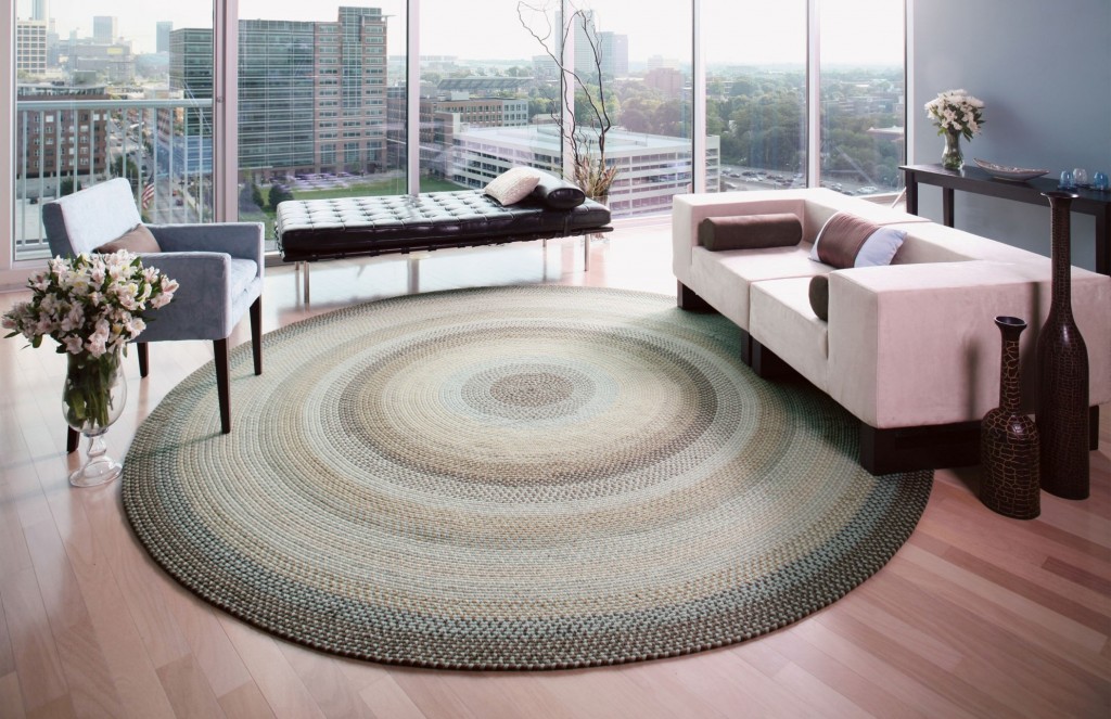 braided rug in modern space